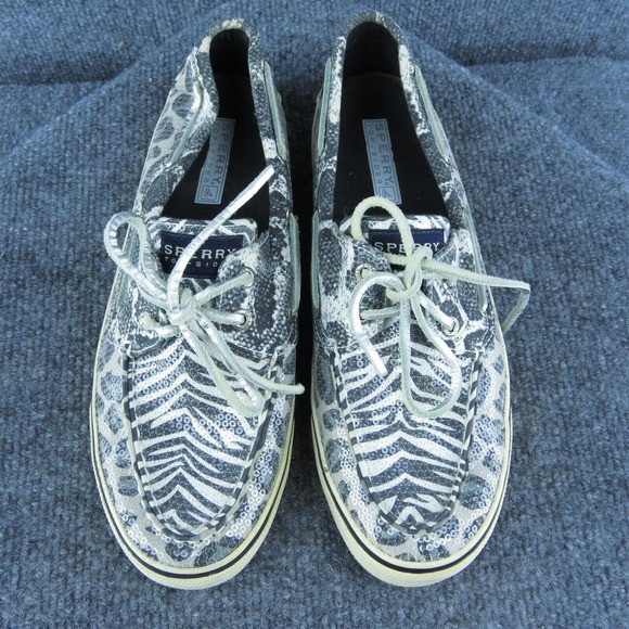 SPERRY‎ Women Boat Shoe Gray Fabric Lace Up Size 8 Medium - Picture 3 of 9
